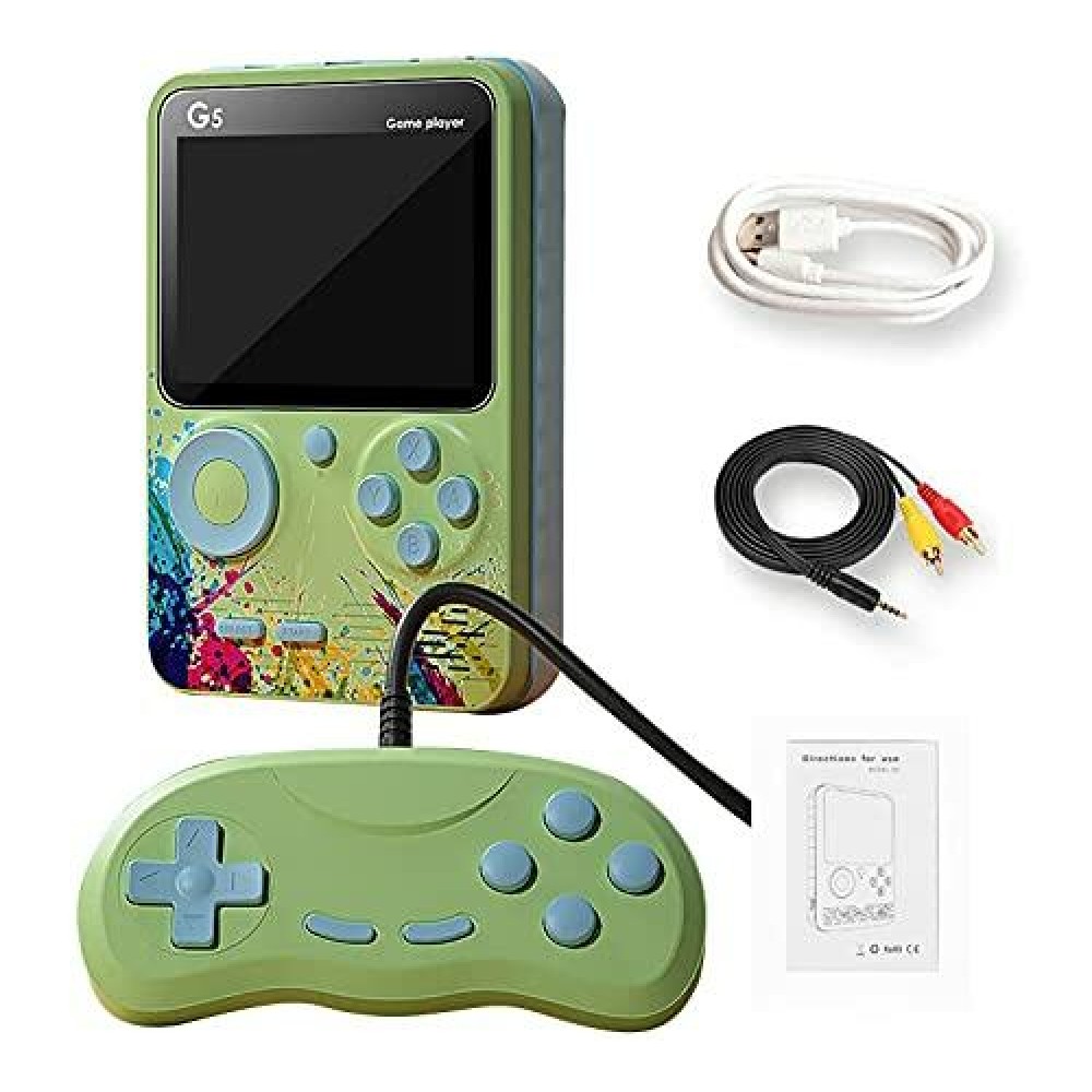 G5 Retro 3 inch Handheld Game Console Built-in 500 Classical FC Games Support for Connecting TV & Two Players (Green)