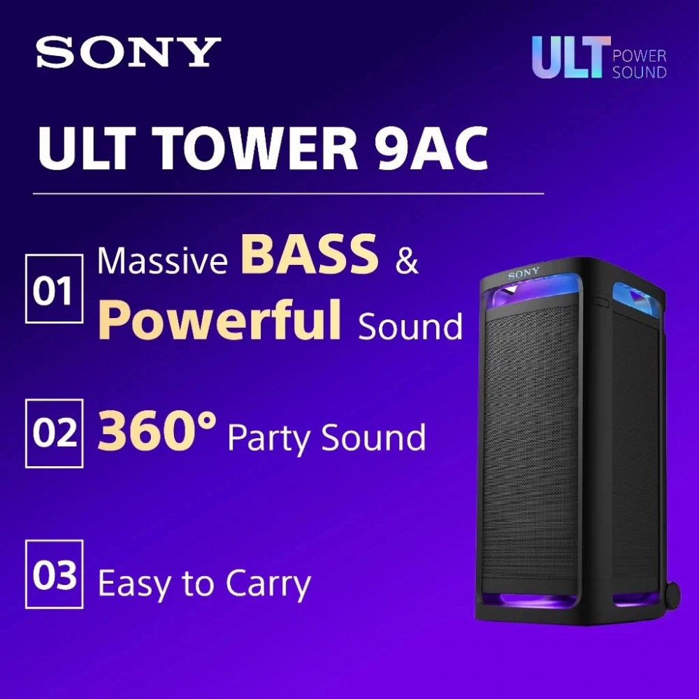 Sony Bluetooth Party Speaker ULT Tower 9AC Powerful Bass Karaoke Party Light