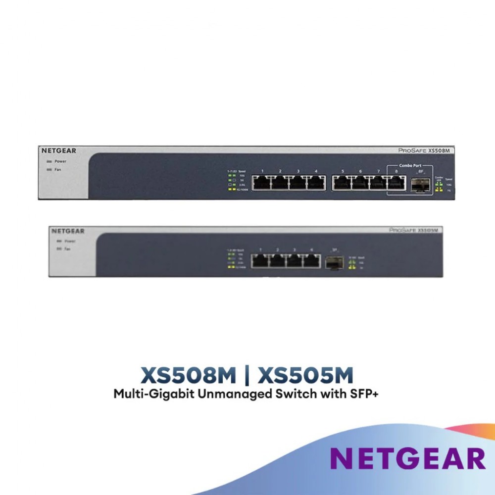 Netgear XS505M 5-Port | XS508M 8-Port 10GbE/Multi-Gigabit Unmanaged Switch with SFP+