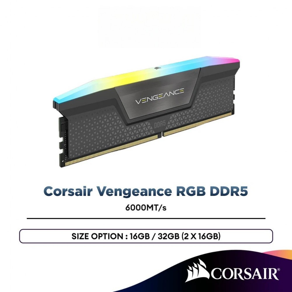 Corsair Vengeance RGB DDR5 PC RAM 6000MT/s CL36 AMD EXPO & Intel XMP (16GB / 32GB)