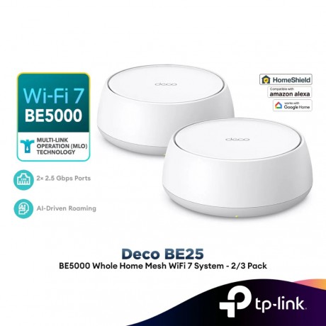TP-Link Deco BE25 BE5000 Dual-Band Whole Home Mesh Wi-Fi 7 System