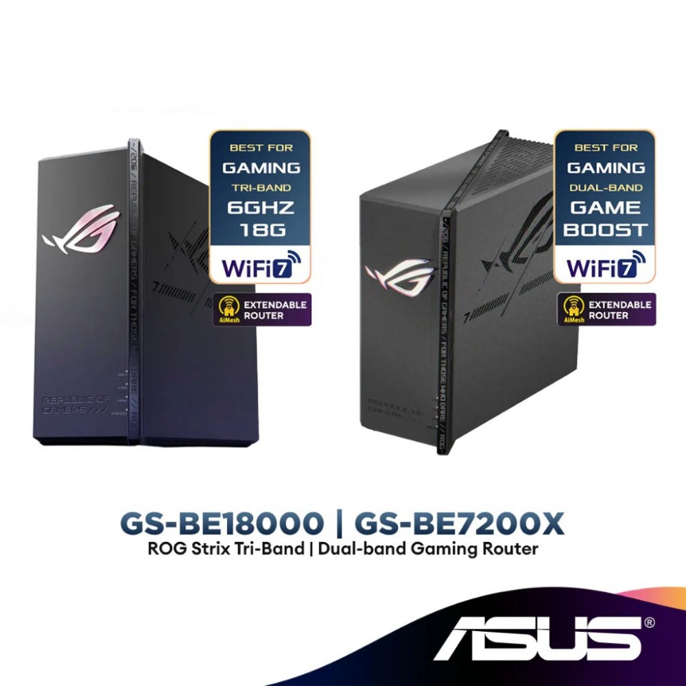 Asus GS-BE18000 ROG Strix Tri-Band | GS-BE7200X ROG Strix Dual-Band Wifi 7 Gaming Router Router