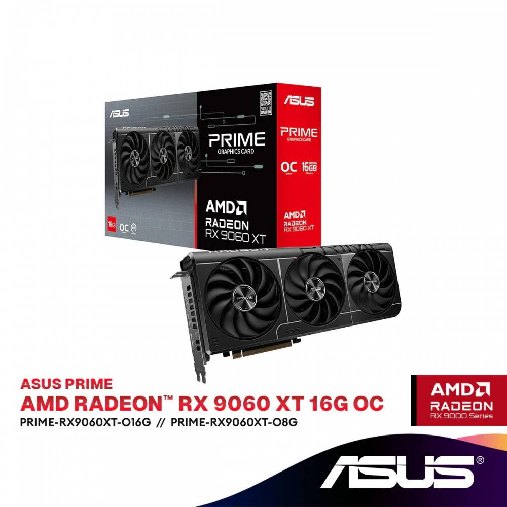 ASUS Prime Radeon RX 9060 XT 16GB / 8GB GDDR6 OC Edition Graphics Card | PRIME-RX9060XT-O16G / PRIME-RX9060XT-O8G