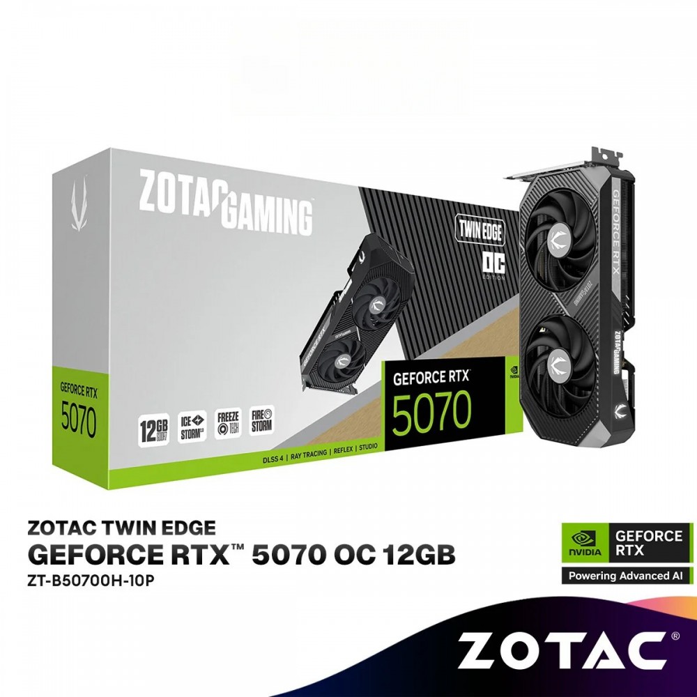 ZOTAC GeForce RTX 5070 Twin Edge 12GB GDDR7 Graphics Card | ZT-B50700H-10P