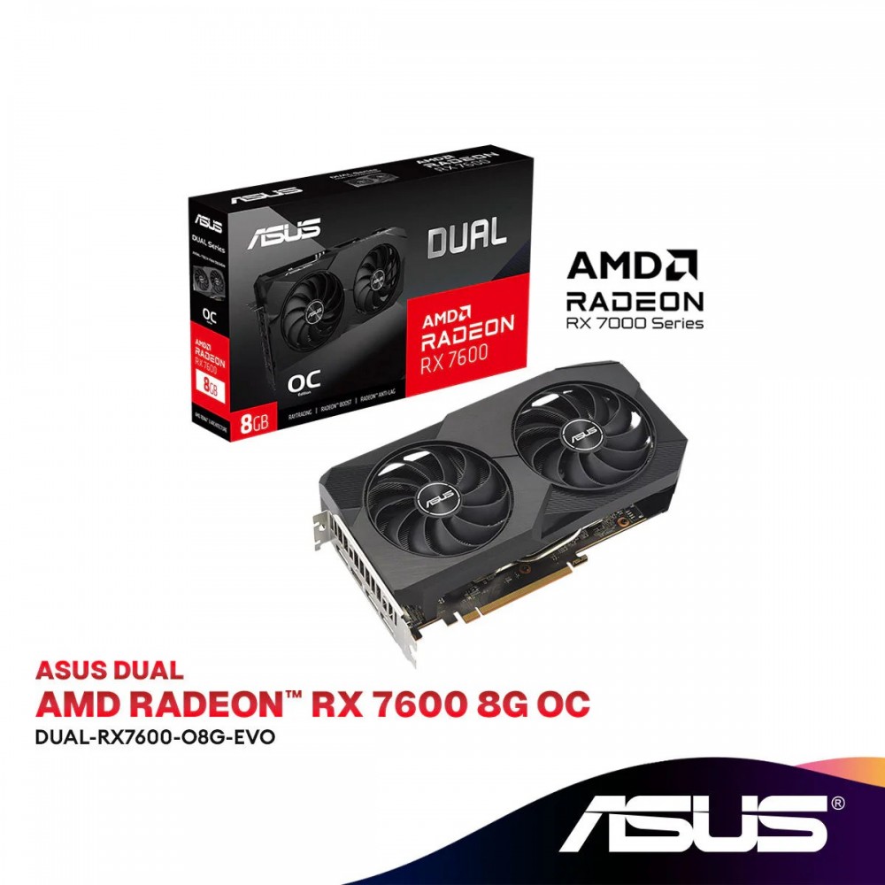 ASUS Dual Radeon RX 7600 OC Edition 8GB GDDR6 Graphics Card | DUAL-RX7600-O8G-EVO