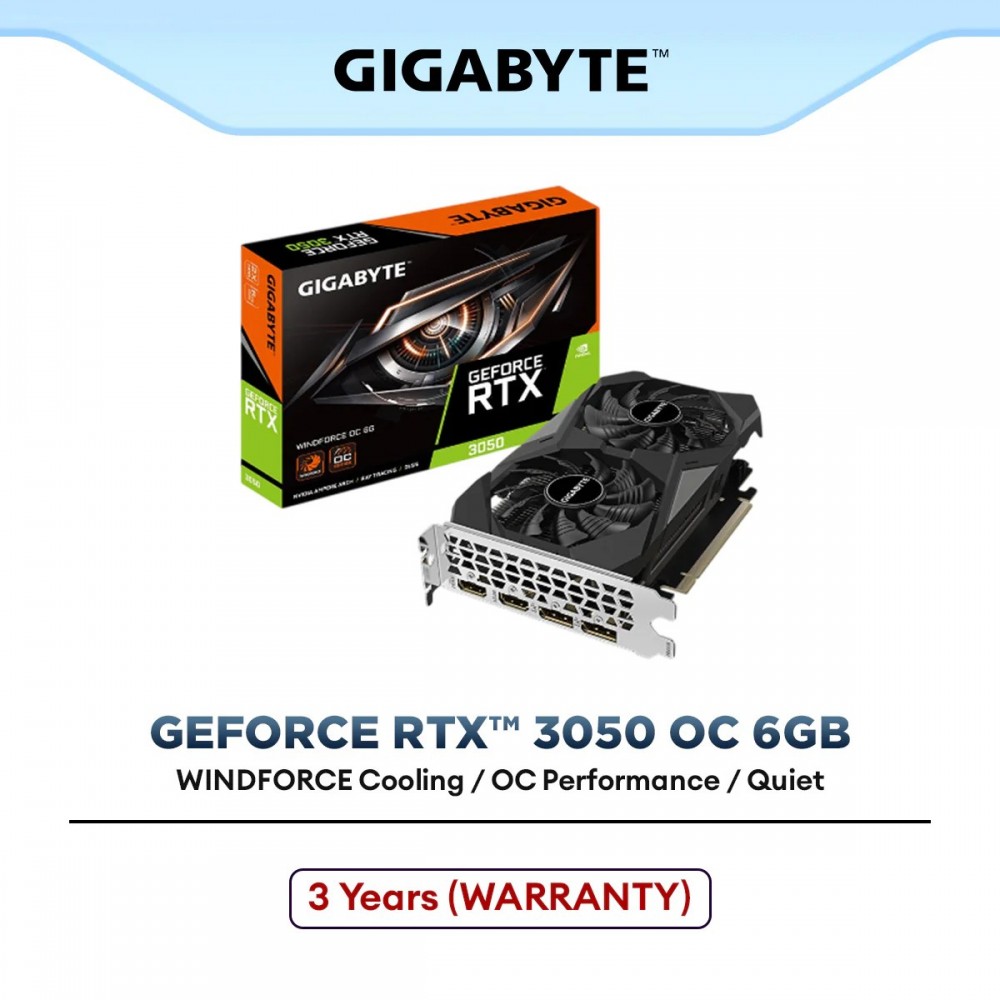 GIGABYTE GeForce RTX 3050 WINDFORCE OC 6GB GDDR6 Graphics Card | GV-N3050WF2OCV2-6GD